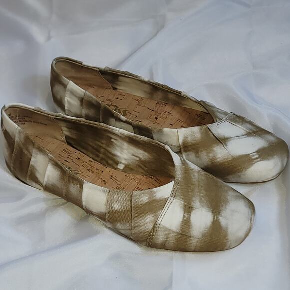 Korks Palmer Ballet Flats Slip On Fabric Green Olive Tie Dye Shoes Women's SZ 7 - Picture 1 of 8